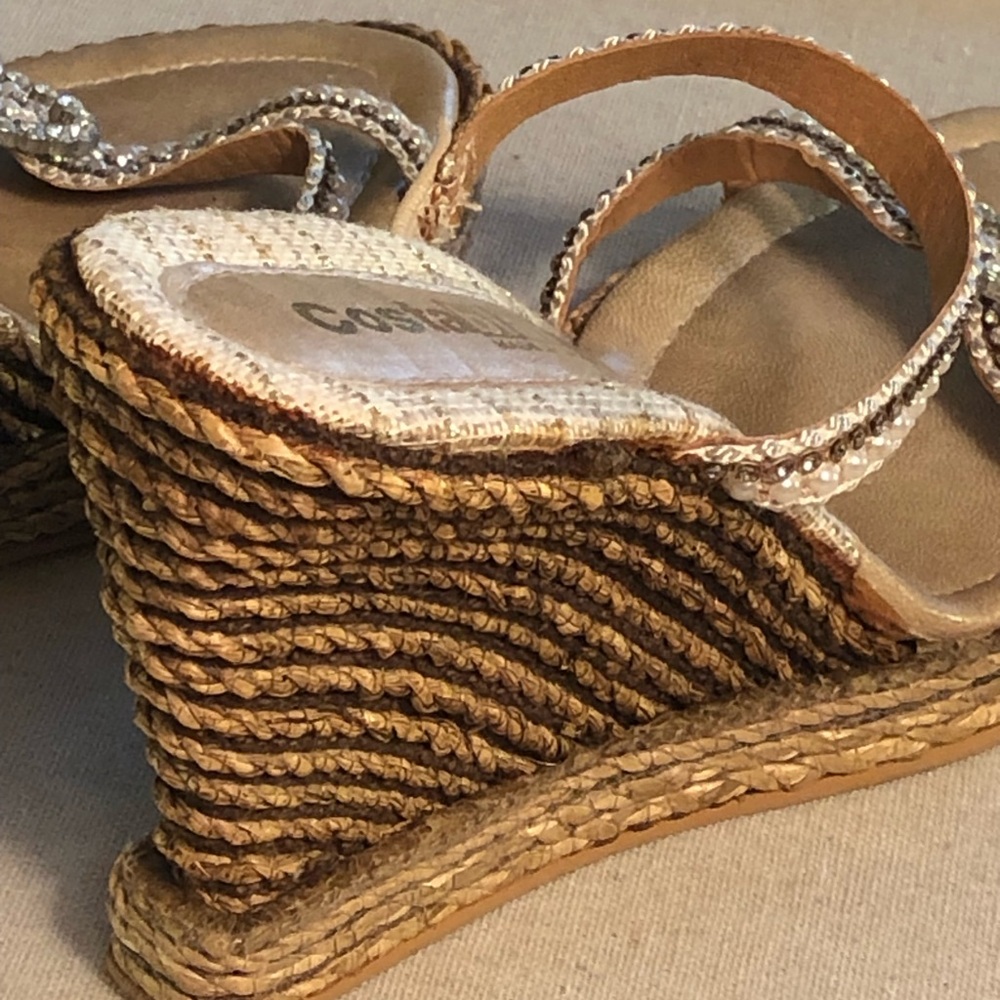 Costa Blanca Strappy Wedge Sandals With Rhinestone And Pearl Accents. Size 7 1/2 - Picture 4 of 14